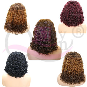 5*5 bébé cheveux Ombre Bob perruques avec Transparent suisse HD dentelle frontale petite casquette taille 4C Style frange numéro de modèle fermeture perruque - Product Image 3