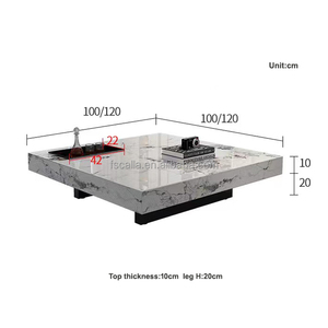 Mesa de centro de diseño italiano, villa moderna, muebles de sala de estar, juego de mesa de centro cuadrada superior de pizarra para hotel en casa - Product Image 2