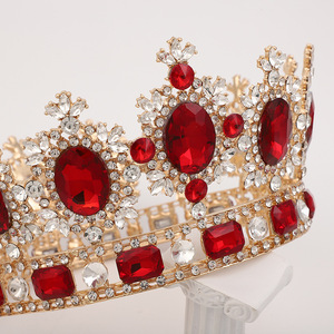 Europe Amérique Couronne de diamants ronds Coiffes Couronnes rétro Accessoires de <span class=keywords><strong>cheveux</strong></span> de mariage Diadèmes de princesse en strass <span class=keywords><strong>pour</strong></span> filles - Product Image 4
