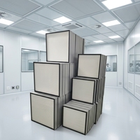 Filter HEPA Industri Mini Pleat HVAC H13 H14 Grosir, Bingkai Aluminium, Filtrasi Menengah Fiberglass untuk Cleanroom Laminar Flow