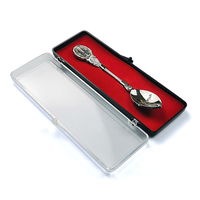 Cuillère à dîner en métal plaqué argent brillant souvenir de Finlande personnalisée avec boîte