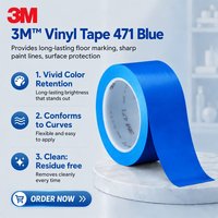 Ruban adhésif vinyle 3M 471 bleu pour marquage au sol, sécurité, PVC, s'adapte aux courbes, sans résidus, épaisseur 0,14 mm