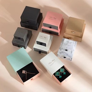 Luxury Drawer Gift Paper Cardboard Custom Logo Printed Velvet Bracelet Earring Necklace Ring Packaging Jewelry Box - Product Image 5