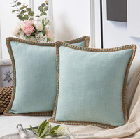 Housses de coussin de ferme-Toile de jute bordée de bords taillés sur mesure housses de coussin décoratives pour la décoration de la maison de lit
