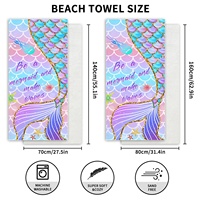 Serviettes de plage personnalisées à séchage rapide avec impression de queue de sirène, qualité de luxe, pliables, 70x140cm, en microfibre, avec logo
