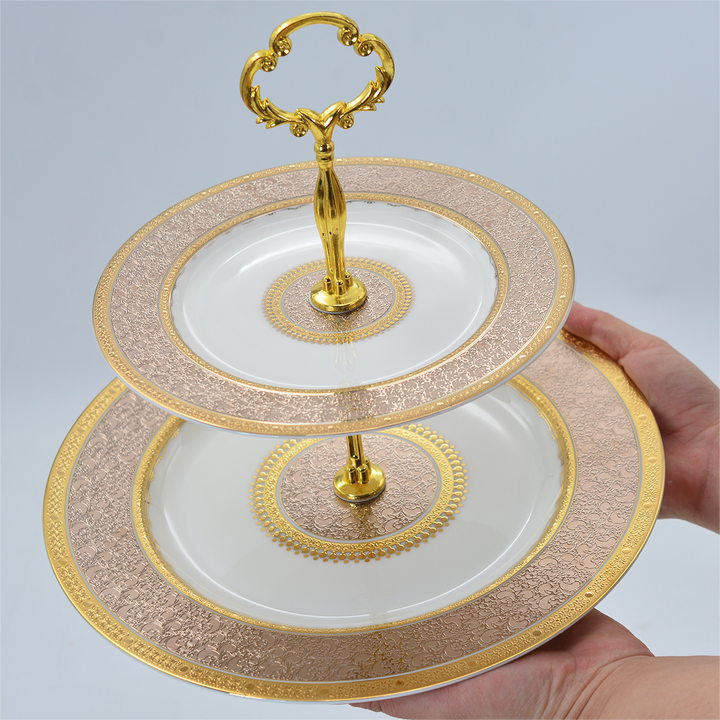 24k Gold Plated Ceramic Cake Set - Eco-Friendly & Stylish