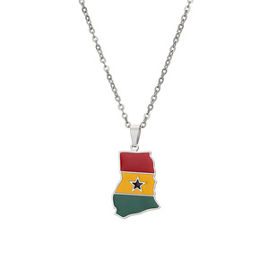 Collares <span class=keywords><strong>de</strong></span> Joyería <span class=keywords><strong>de</strong></span> Moda <span class=keywords><strong>de</strong></span> Acero Inoxidable Impermeables con <span class=keywords><strong>Mapa</strong></span> Nacional <span class=keywords><strong>de</strong></span> <span class=keywords><strong>Ghana</strong></span>, África Occidental, y Banderas, Venta al por Mayor para Mujeres y Hombres - Product Image 4