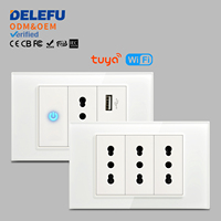 DELEFU İtalyan Standart Cam Duvar Prizi USB-A ve Tip-C 20W Hızlı Şarjlı Modüler Anahtarlı Priz