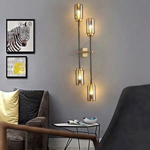 Modern Wall <strong>Light</strong> Polish Brass Tubular Surface Mount LED Wall Lamp <strong>Upward</strong> Glass <strong>Light</strong> for Indoor Interior Decor Bathroom Home - Product Image 5