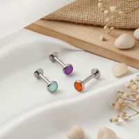 Bestseller ASTM-F136 Titane G23 à filetage interne avec Zircon Cubique, Labret, Clou d'oreille pour cartilage, Anneaux de lèvre, Série Basique, Bijoux de piercing