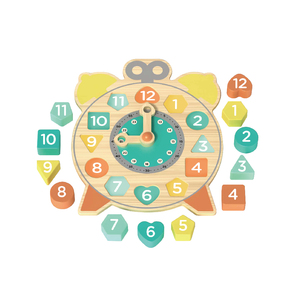 Orologio in Legno Giocattolo per Bambini per <span class=keywords><strong>Imparare</strong></span> il Tempo, <span class=keywords><strong>Numeri</strong></span>, Forme e Colori - Gioco di Abbinamento - Product Image 5