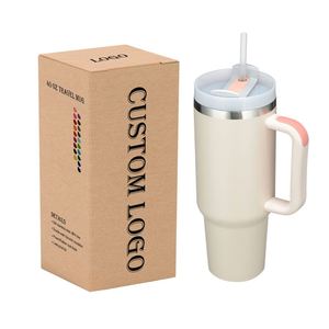 Gobelet personnalisé de 40 oz en acier inoxydable isolé sous vide avec poignée et tasse de voyage de 40 oz avec paille - Product Image 1