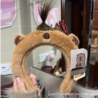 Bandeau en peluche Capybara, bandeau pour le lavage du visage, poupée en peluche douce, pince à cheveux de dessin animé, bandeau pour filles, nouvelle mode, pince à cheveux