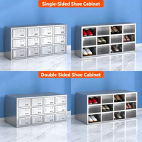 Armoire à chaussures en acier inoxydable pour l'entrée de la maison, utilisation intérieure et extérieure, résistante à l'eau, aux UV et au soleil, armoire de rangement à chaussures multi-niveaux