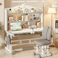 Ensemble de bureau d'étude ergonomique pour enfants avec étagère à livres et tiroir de rangement pour la maison et l'école
