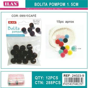 Ilan <b>Wool</b> Pompom 1.5 Cm <b>Brown</b> Color Craft Decorations - Product Image 1