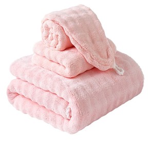 <b>Bath</b> <b>Towel</b> <b>Set</b> Solid Color Rectangle 500g Coral Fleece Antimicrobial Home Use - Product Image 2