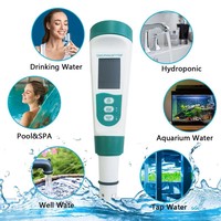 Testeur d'eau en plastique 5-en-1, précision 0,01 pH, mesure du pH, TDS, EC, salinité, température, écran LCD, modèle d'aquarium TL-M51 OEM