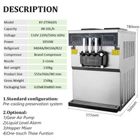 Zachte ijsmachine met dubbele compressor, 48-50L/uur, Mogo soft serve ijsmachine, tafelmodel, commercieel gebruik
