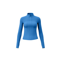 Chaqueta Deportiva a Rayas para Mujer, Estilo Moderno, para Correr al Aire Libre, Corte Ajustado, Cierre de Cremallera, Cuello Alto, Chaqueta Corta para Yoga, Poliéster y Elastano
