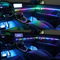 Lampe d'ambiance de voiture LED 10 en 1, bande lumineuse en acrylique, Guide de lumière en Fiber optique rvb 64 couleurs, lumière de décoration, lumières d'ambiance