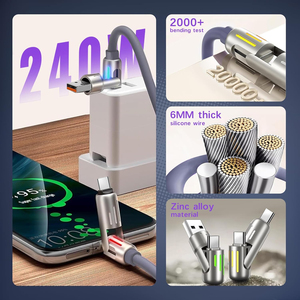 Công Suất Cao 4-Trong-1 Cáp Dữ Liệu Nhanh Chóng Sạc Đa Cổng Cáp USB Với L Type-C Kẽm Hợp Kim Cho Truyền Dữ Liệu Dây Sạc Cáp - Product Image 6