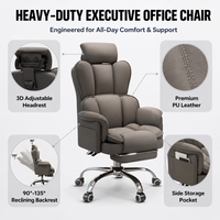 Chaise de bureau exécutive inclinable en cuir PU ALINUNU ODM OEM avec appui-tête 3D pour bureau, chaise de bureau pivotante robuste
