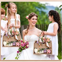 Sacs fourre-tout en jute de haute qualité, sacs cadeaux en toile de jute naturelle pour demoiselles d'honneur, mariage, avec fenêtre en PVC transparent, sacs de courses, personnalisation de votre logo