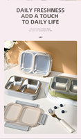 Auslaufsicherer BPA-freier Mikrowellengeeigneter Edelstahl Meal Prep Behälter 3-Fach Bento-Box mit Sicherheitsverschluss für Büro und Schule