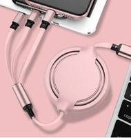 Benutzer definiertes einziehbares 3-in-1-Ladekabel 3-in-1-Telefon-Ladekabel 2A für Telefon 14 15 Micro-Typ-C-Flüssig silikon kabel