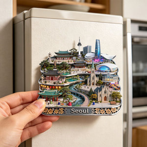 Souvenir Turistico di Seoul, Città Popolare, Attrazione Culturale, Magnete per Frigorifero in Metallo 3D con Rilievo, Ornamento per la Casa - Product Image 2