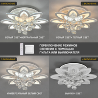 Lustre design fantaisie pour la décoration de la maison, lampe de plafond en cristal, forme de fleur moderne, 64W, télécommande, lumière LED intelligente pour plafond
