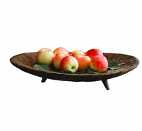 Ensembles d'assiettes de fruits à grand bassin en bois massif rétro pour le petit-déjeuner, les collations et le paquet de fruits, plateau plat ovale