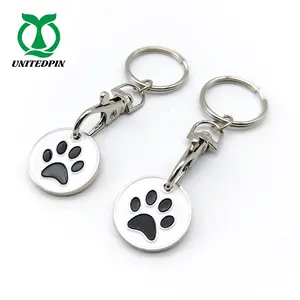 Factory Direct Sale Customized metal custom Logo trolley coins keychain shopping Super Market token coins keyring Zinc Alloy