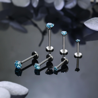 Clou d'oreille tendance en titane G23/ASTM F136 avec zircon, bijou de corps unisexe pour fêtes