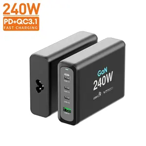 240W GaN Tech PD Charger Station 140W PD3.1 100W 30W PD3.0 QC30W Fast Charger for MacBook Pro for iPad for Mobile Phone