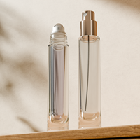 Flacon roll-on en verre 10 ml et flacons pulvérisateurs à pompe pour lotion avec finition métallique - Emballage de soins de la peau double fonction avec impression sérigraphique