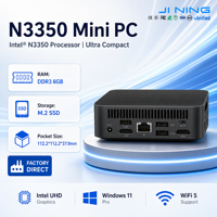 Küçük Boyutlu N3350 Mini Bilgisayar 6GB DDR3 128GB~1TB NGFF SSD M.2 WIFI, WIFI5'e kadar Çift M.2 SSD 12V 2A Adaptörlü Mini Bilgisayar Toplu