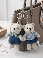 Ensemble de porte-clés en peluche pour couple, ours en peluche doux, porte-clés, accessoire cadeau