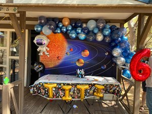 Universe Space Planet Pesawat Ruang Angkasa Astronot Latar Belakang Bayi Laki-laki Pesta Ulang Tahun Langit Berbintang Fotografi Latar Belakang Photozone Banner - Product Image 5