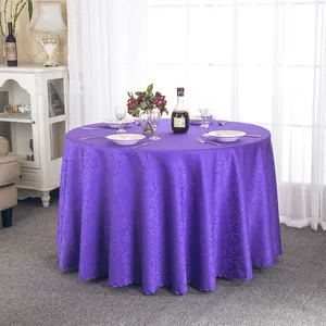 공장 가격 레스토랑 호텔 여러 가지 빛깔의 라운드 식탁보 결혼식을위한 폴리 에스터 후크 꽃 자카드 테이블 천으로 이벤트