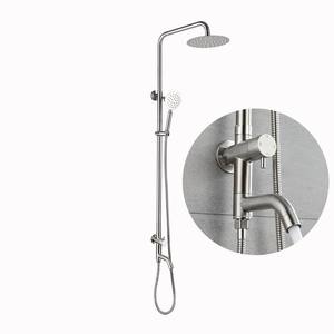 Système de douche en acier inoxydable SUS304 brossé avec trois fonctions et une sortie d'eau froide unique, ensemble de douche, ensemble de barre de douche relevable avec <span class=keywords><strong>robinet</strong></span> - Product Image 1