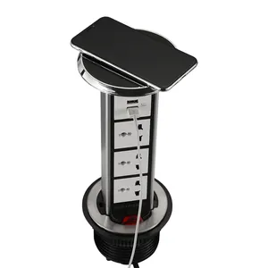 Table top wireless charging socket intelligent lifting waterproof socket EU/UK power meeting table socket