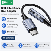 Adaptateur audio USB C vers 3,5 mm avec DAC, câble tressé Type C vers prise casque HiFi AUX pour téléphone, tablette, ordinateur portable