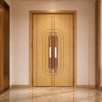 Porte composite en acier ignifuge et bois avec isolation thermique, isolation acoustique, double joint d'étanchéité et serrure intelligente