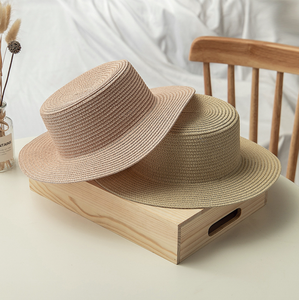Chapeaux <span class=keywords><strong>de</strong></span> paille à visière plate personnalisés en gros avec logo, chapeaux <span class=keywords><strong>de</strong></span> plage en paille simples et bon marché pour l'été, <span class=keywords><strong>chapeau</strong></span> panama pour femmes - Product Image 5