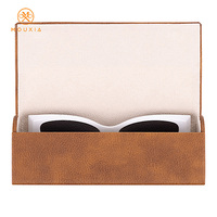 Étui à lunettes vintage en cuir PU patiné, semi-rigide, avec couvercle en dôme, léger, rétro, pour ranger les lunettes de vue et les lunettes de soleil