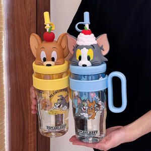 Zuo Mu Tom And Jerry Straw Water Bottle Large Capacity Tritan Plastic <b>Cup</b> With Handle For <b>Travel</b> Gift - Product Image 1