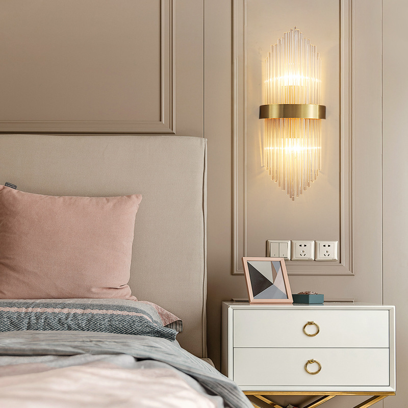 Mid Century Glass Rods Wall Sconce Crystal Glass Wall Light Modern Style Elegant Wall Mounted Lighting · image 2