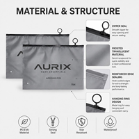 Sacs en tissu imperméables translucides à fermeture éclair, sacs refermables gris givrés avec fermeture éclair, sacs d'emballage en plastique personnalisés pour vêtements avec logo
